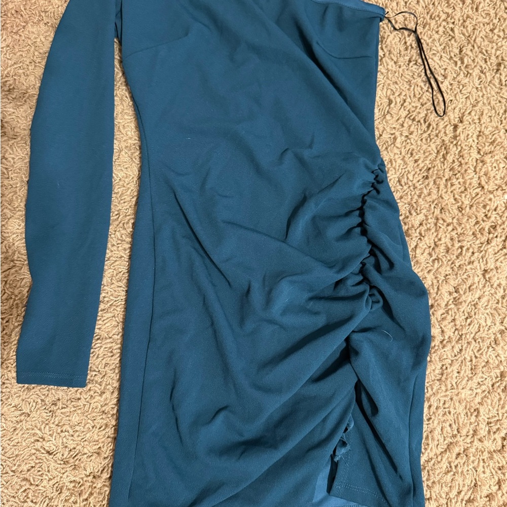 Elegant Teal One-Shoulder Dress